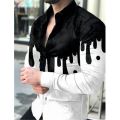 Autumn Black White Shirt Men Long Sleeve Shirt Fashion Patchwork Male Tops High Quality Man Clothes Everyday Party Casual Shirts. 