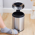 8L Brushed Stainless Steel Rubbish Bin Step Trash Can Wastebasket Garbage Container Bin Dust Bin with Lid for Bathroom Kitchen Waste Bin Removable Liner Bucket. 
