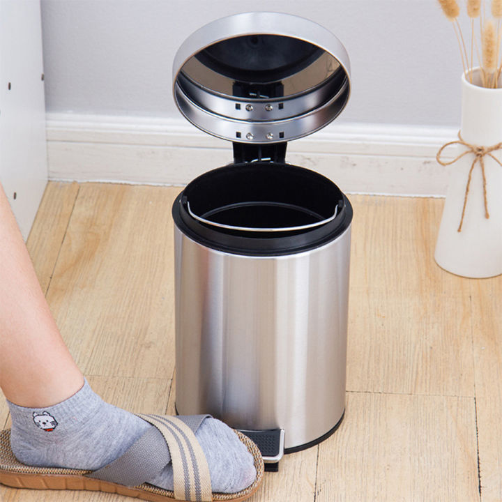 8L%20Brushed%20Stainless%20Steel%20Rubbish%20Bin%20Step%20Trash%20Can%20Wastebasket%20Garbage%20Container%20Bin%20Dust%20Bin%20with%20Lid%20for%20Bathroom%20Kitchen%20Waste%20Bin%20Removable%20Liner%20Bucket%20-%20Image%204
