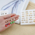 36 Pairs Random Mixed Glue Needle Earrings Set Acrylic Diamonds Flower Fruit Pearl Stud Earring. 