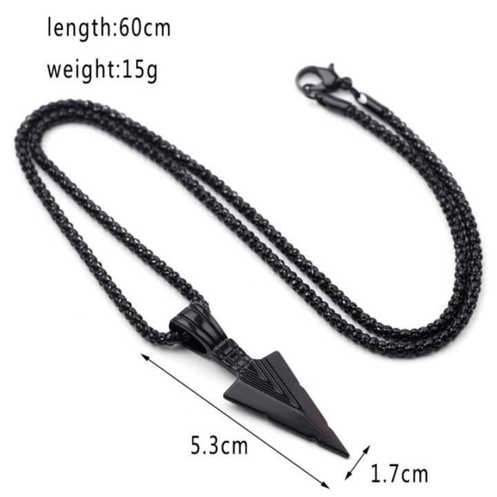 Men's%20Black%20Long%20Necklace%20with%20Arrow%20Pendant%20Hip%20Hop%20and%20Punk%20Rock%20Chain%20Jewelry%20-%20Image%203