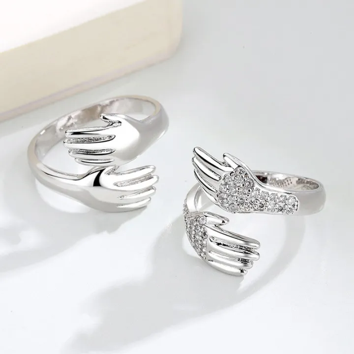 Hug Type Rings Hands Hug Shaped Couple Rings For Lovers Women Men Lady Boy Girls ...
