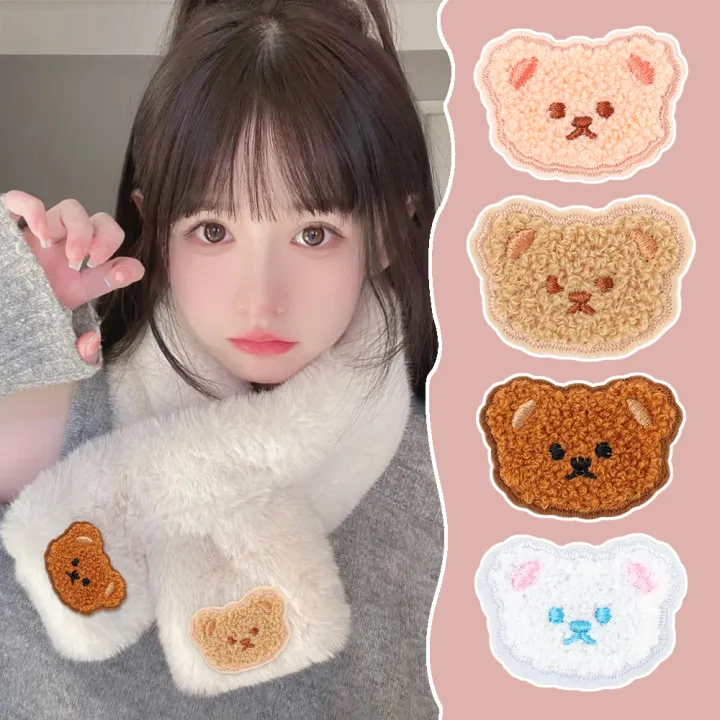 4pcs%20Lovely%20Plush%20Teddy%20Bear%20Patch%20Embroidery%20Cloth%20Stickers%20Fashionable%20Patchwork%20With%20Self-adhesive%20Decoration%20For%20Bag%20Clothing%20-%20Image%202