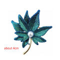 Crystal Maple Leaf Brooches Pin With Fake Pearl Women  Lapel Pin Girl  Decor Sunlight Mall. 