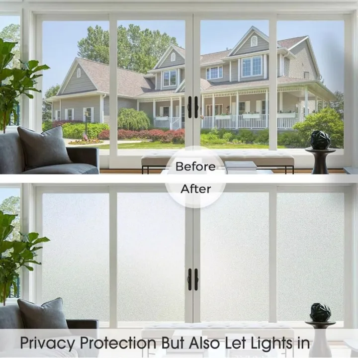 New Frosted Window Privacy Film Static Cling UV Blocking Glass Window ...