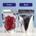 50 Pieces (10x15cm) (50g-75g) Aluminium Foil Clear Front Large Window Zip Lock Silver Color Transparent Pouch Bags For Packaging Tea, Coffee, Dried Foods, Candy, Species, Snacks, Nuts & All Industrial Products. 