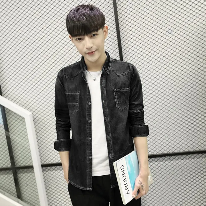 New%20Denim%20Shirt%20Long%20Sleeve%20Slim%20Korean%20Style%20Summer%20Shirt%20for%20Boys%202024%20Spring%20Thin%20Coat%20Trendy%20Men's%20Top%20-%20Image%208
