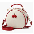 Small Bag Women's All-Match New Fashion Portable Shoulder Bag Lychee Pattern Cherry Children's Bags Shoulder Messenger Bag Student. 