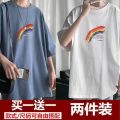 [ Buy One Get One Free ]2024 New Summer Men T T-shirt Short Sleeve ins Fashion Brand Student Loose Trendy Half Sleeve. 