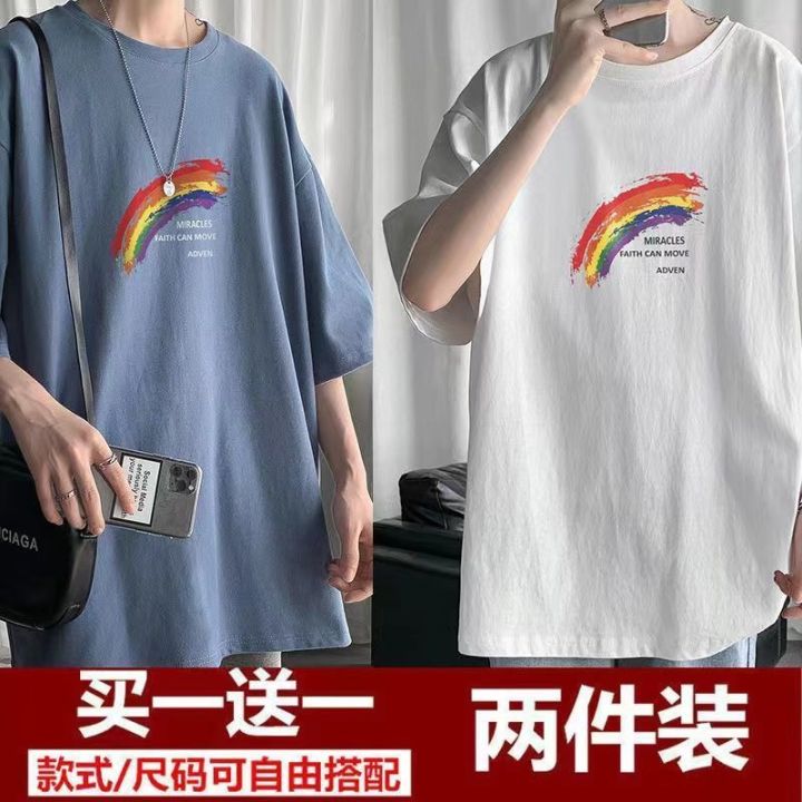 %5B%20Buy%20One%20Get%20One%20Free%20%5D2024%20New%20Summer%20Men%20T%20T-shirt%20Short%20Sleeve%20ins%20Fashion%20Brand%20Student%20Loose%20Trendy%20Half%20Sleeve%20-%20Image%203