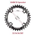 bike parts ZEROING MTB 104BCD Chainrings Crown Sprocket Teeth Disc 32 34 36 38T Crankset Sprocket Narrow Wide Chain Wheel MTB Bicycle Parts. 