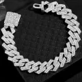 ZEBF-Fashion Bling Paved Rhinestone Prong Cuban Chain Bracelet for Women Men Hip Hop Iced Out Chunky Link Chain Bracelets New Jewelry. 