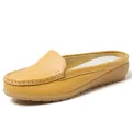 【ZOSR】Half Shoes Women Korean Style Leather Flat Shoes for Women Big Size 35-43 Slip on Loafers Korean White Shoes Ballet Ladies Nurse Shoes Fashion Women Mules Croc. 