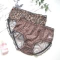 Leopard Print Mid Waist plus Size Underwear Women's Mesh Summer Ultra-Thin FatMMComfortable Breathable High Elastic Panties. 
