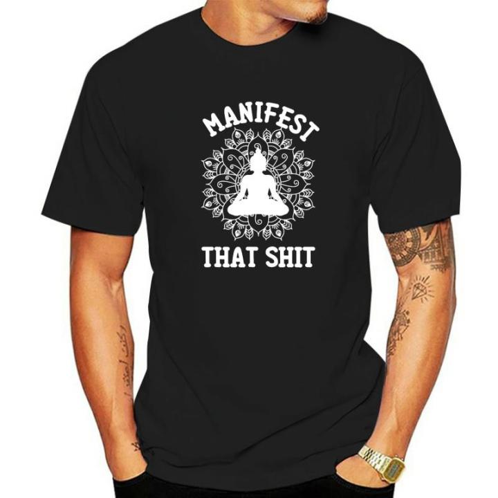 Manifest That Shit Mandala Law Of Attraction Spiritual Gift T-Shirt Coupons Man T Shirts Cotton Tops & Tees Printed