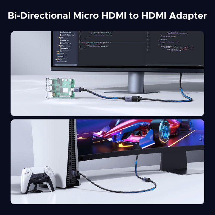 UGREEN%20Micro%20HDMI-Compatible%20to%20HDMI-Compatible%20Adapter%204K/60Hz%203D%20for%20GoPro%20Hero%207%20Raspberry%20Pi%204%20Sony%20Nikon%20Braided%20Cable%204K%20-%20Image%203