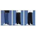 Polyester Men'S Jeans Mid-Waist Washing Process Black/Light Blue/Dark Blue Summer Loose Jeans Straight-Legged Jeans for. 