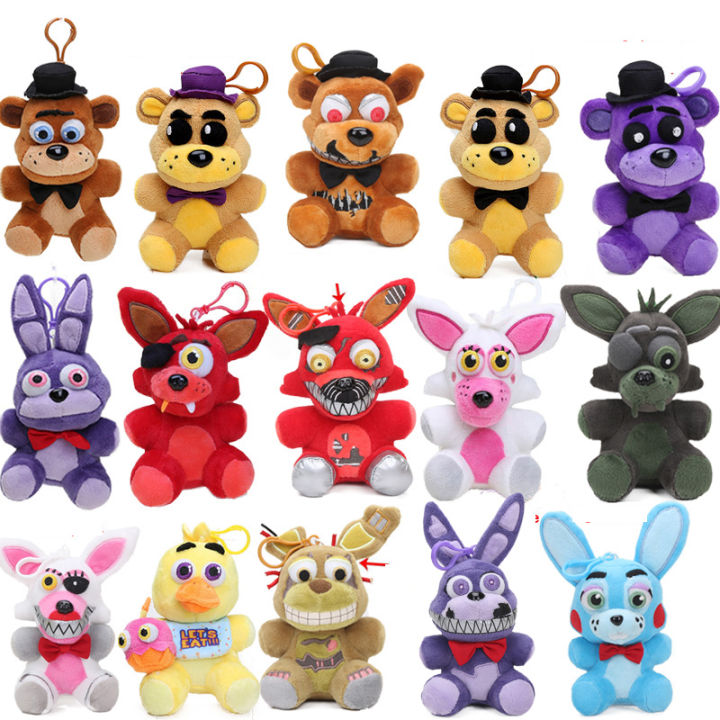 14CM FNAF Foxy Chica Bonnie Freddy dorado pesadilla Fredbear llavero de oso cinco noches en Freddy 4 juguetes de peluche colgant