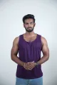 Moffi Essentials - Men's Skinny / Gym Vest -Purple Arm Cut Tank Top. 
