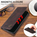 Retro Leather Wallet Foldable Built-in Card Slot and Magnetic Closure Protective Cover For VIVO Y17 / Vivo Y15 / Vivo Y12 / Vivo Y11 Phone Cover Case. 