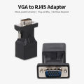 HXSJ 2Pcs Vga To Rj45 Adapter Vga Male To Rj45 Adapter Ethernet Port Converter Cat5E Cat6 Network Cable Adapter. 