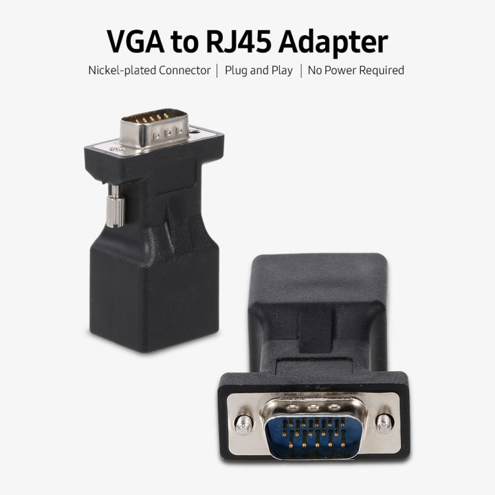 HXSJ%202Pcs%20Vga%20To%20Rj45%20Adapter%20Vga%20Male%20To%20Rj45%20Adapter%20Ethernet%20Port%20Converter%20Cat5E%20Cat6%20Network%20Cable%20Adapter%20-%20Image%208