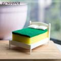 Fun Little Bed Sponge Holder Creative Kitchen Sponge Holder with Drain Stand Keep Sink Area Neat Tidy Non-slip Sponge Holder. 