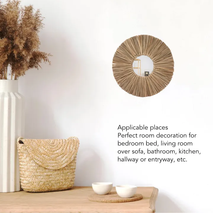 Seagrass%20Wall%20Mirror%20Woven%20Hanging%20Wall%20Mirror%20Decorative%20HD%20Mirror%20Antique%20Lightweight%20Easy%20To%20Use%20Round%20Fashionable%20for%20Bedroom%20-%20Image%2010