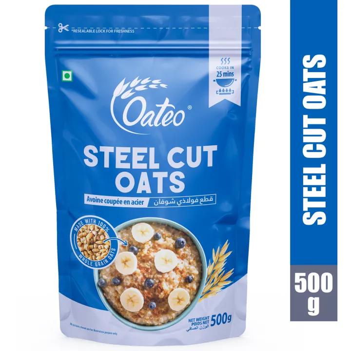 Oateo Steel Cut Oats – 500g – 100% Wholegrain – Low Glycemic Index – High Fiber & Protein – Nutty & Chewy Texture