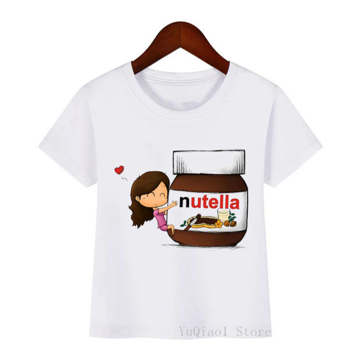 New I Love Nutella Kids Funny Cartoon Print T-Shirt Boys Girls Cothes Summer Tshirt Children Graphic T Shirts Teen Tops Tees