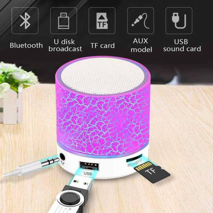 Mini Portable Wireless Bluetooth Speaker, Vibrant LED Light, USB and TF ...