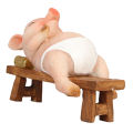 Pig Statue Strong Durable Lying On Bench Mini Pig Figurine Resin Rustic Style Cute Funny Lifelike Look for Family Office. 