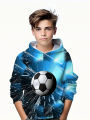Fashion football 3D print boys casual pullover hooded long sleeve sweatshirt for spring fall kids hoodie tops Outdoor. 