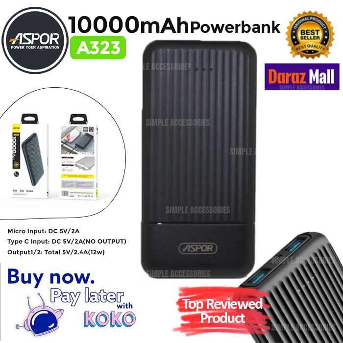 ASPOR%20Power%20bank%2010000mah%20,%20Aspor%20A323%20Power%20Bank%2010000%20mAh%20/%202%20Input%202%20Output%20-%20Image%202