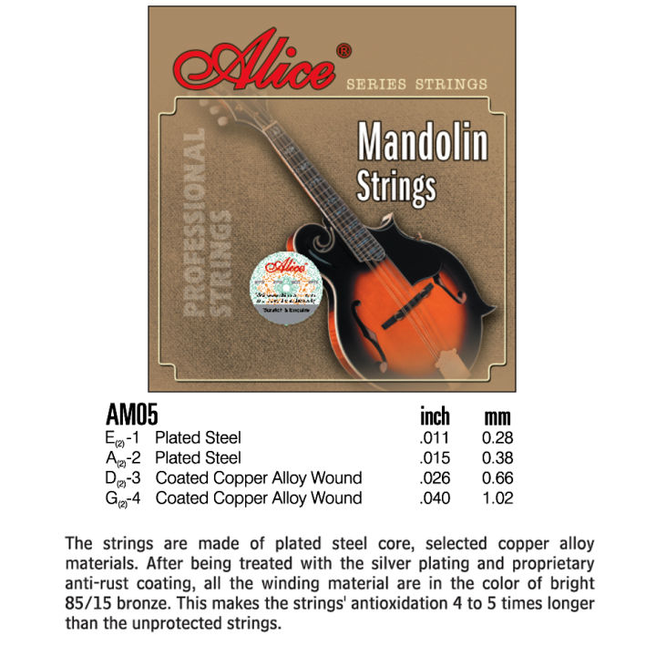 Mandolin String Color Code Am05 Mandolin Strings Set 0.011-0.040 Coated Copper Alloy Wound Plated ...