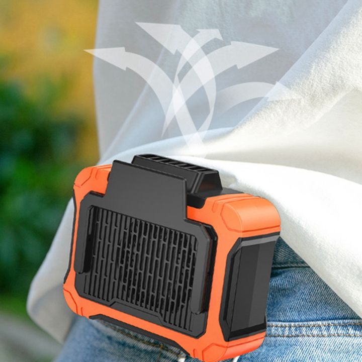Portable%20Waist%20Clip%20Fan%206000MAh%20Battery%20Operated%20Necklace%20Fan,%20with%20Solar%20Charging%203%20Speeds%20for%20Outdoor%20Works%20Orange%20-%20Image%202