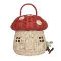 Handmade Rattan Mushroom-Shaped Storage Basket- Cute Handmade Handcrafted Gift Decoration Artwork Rattan, Pink Easy to Use 24 X 28cm. 