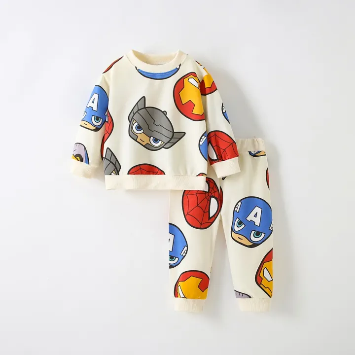 Long Sleeve Set Cartoon Sweatshirts +Pants Two Piece Set Child Boys Fashion Casual Hoodies Outfits New Spring Autumn Costume