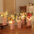 Woolen Hand-knitted flowers Elegant Colorful Valentine's Day bouquets 5Pcs buckets Wool flowers for Home decoration Wedding. 