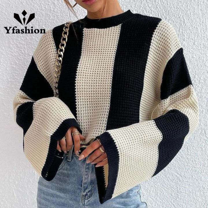 Yfashion%20Women's%20Striped%20Color%20Block%20Long%20Sleeve%20Sweater%20Oversized%20Outfits%20Knit%20Pullover%20Tunic%20Tops%20-%20Image%209