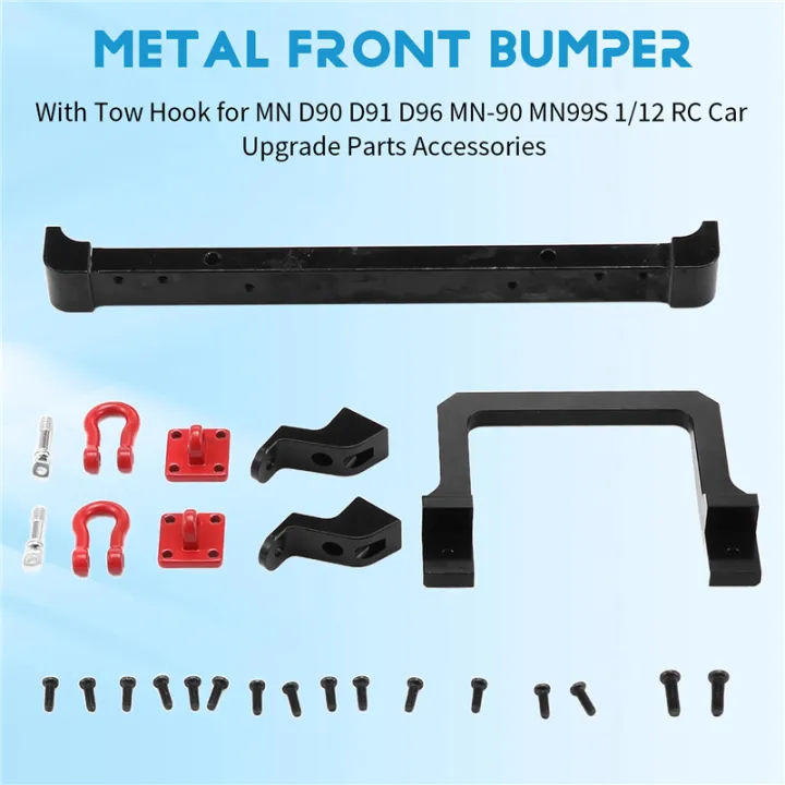 Metal%20Front%20Bumper%20with%20Tow%20Hook%20for%20MN%20D90%20D91%20D96%20MN-90%20,Black%20-%20Image%205