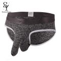 Longjiang Men Wide Waistband Briefs 3D Elephant Nose Solid Color Mid Waist Panties Underpants. 