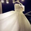 Main Wedding Dress 2024 New Korean Style Bridal off-Shoulder Pregnant Women Slim Fit Slimming Mori Lace V Lead the Land. 