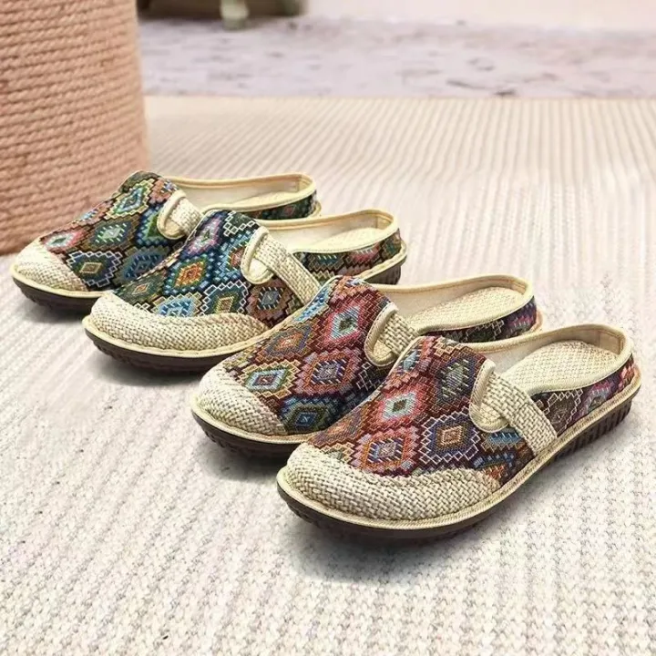2024%20Summer%20Ethnic%20Style%20Old%20Beijing%20Cloth%20Shoes%20Closed-Toe%20Slippers%20Women's%20Breathable%20Shoes%20Linen%20National%20Style%20Half%20Slippers%20Shoes%20for%20Han%20Chinese%20Clothing%20-%20Image%202