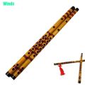 (Winds) Traditional Long Bamboo Flute Clarinet Student Musical Instrument 7 Hole 42.5Cm. 