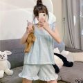 Suit Women's Tank Top Summer 4 Cute Year Pajamas Loungewear New Shortless Ear Belt Wooden Sleeve French 202 Season. 