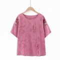 Old Man Short Sleeve Suit Clothes Old Lady Women's Summer Clothes Mother 60-70 Middle-Aged and Elderly Grandma Pure Cotton and Linen. 