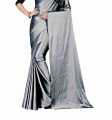 PLAIN VALENTINA SATIN SAREE WITH PLAIN BLOUSE PIECE. 