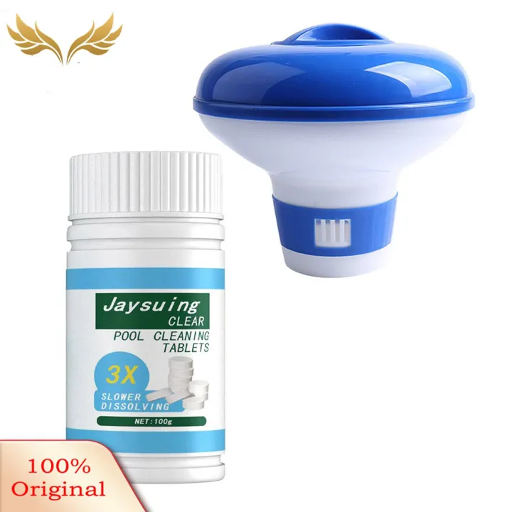SuperRide Pool Cleaning Tablets 100g Chlorinating Tablets with Floating Dispenser for Swimming Pools Effective Pool Cleansing Tablets for Swimming Pool Chlorine Tablets