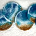Seascape Resin Coaster set. 